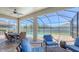 Inviting screened-in patio offering comfortable seating and a clear view of the sparkling pool and backyard at 11223 Spring Gate Trl, Bradenton, FL 34211