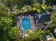 Aerial view of a pool with lounge chairs and palm trees at 13084 Tigers Eye Dr, Venice, FL 34292
