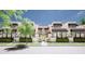 Exterior view of building featuring black awnings and manicured landscaping at 200 Cocoanut Ave # 1, Sarasota, FL 34236