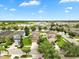This aerial view showcases a neighborhood with well-maintained homes, green lawns, and a tranquil lake at 2118 Song Sparrow Ct, Ruskin, FL 33570