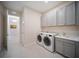 Laundry room with built-in cabinets, sink, and washer and dryer at 4735 Cassio Ct, Bradenton, FL 34211
