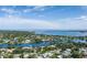 This aerial shot shows the desirable waterfront neighborhood and its proximity to the bay at 616 59Th Nw St, Bradenton, FL 34209