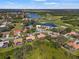 Serene aerial view of a residential community surrounded by lush greenery, ponds, and a golf course at 8445 Lone Eagle Way, Sarasota, FL 34241