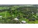 Expansive aerial view of a lush property featuring ponds, mature trees, and multiple structures at 920 Lena Ln, Sarasota, FL 34240