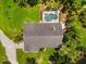 Bird's eye view of home with screened in pool near tropical landscaping at 21705 67Th E Ave, Bradenton, FL 34211