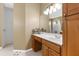 Bright bathroom featuring a vanity, ample counter space and cabinet space and separate shower at 21705 67Th E Ave, Bradenton, FL 34211