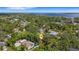 Expansive aerial view of lush neighborhood with mature trees and waterfront access, showcasing a private pool and serene setting at 218 32Nd W St, Bradenton, FL 34205