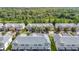 An aerial view of the neighborhood of townhomes with lush landscaping and parking at 26548 Castleview Way, Wesley Chapel, FL 33544
