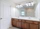 Bathroom features double sinks, vanity, and a large mirror at 26548 Castleview Way, Wesley Chapel, FL 33544
