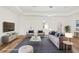 Bright, virtually staged living room featuring modern furniture, a soft rug and plenty of natural light at 2813 Sally Ln, North Port, FL 34286