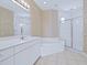 Well-lit bathroom featuring a large tub, separate shower, and ample counter space at 3954 Hamilton Club Cir # 14, Sarasota, FL 34242