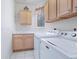 Well-equipped laundry room with modern washer, dryer, storage cabinets, and a sink at 3954 Hamilton Club Cir # 14, Sarasota, FL 34242