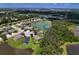 Aerial view of property showcasing its location near a pond and surrounded by lush greenery at 4716 98Th E Ter, Parrish, FL 34219