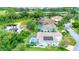 A beautiful aerial shot of the backyard featuring a screened in pool and lush green surroundings at 5139 50Th W Ave, Bradenton, FL 34210