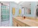 Bathroom featuring a shower and a single vanity with marble countertop at 618 Bird Bay S Dr # 113, Venice, FL 34285