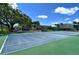 Well-maintained tennis court with vibrant blue and green surfaces for recreational enjoyment at 7214 Cloister Dr # 7214, Sarasota, FL 34231