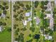 Aerial view highlighting several properties amidst a landscape of fields and trees at 7264 Spencer Parrish Rd, Parrish, FL 34219