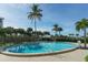 Outdoor swimming pool with palm trees, clear blue sky, and inviting water at 1 Benjamin Franklin Dr # 93, Sarasota, FL 34236