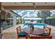 A picturesque outdoor seating with lake view and a private pool for serene relaxation at 11250 Rivers Bluff Cir, Lakewood Ranch, FL 34202