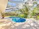 Sparkling pool enclosed by a screen, surrounded by lush greenery at 4913 32Nd E St, Bradenton, FL 34203