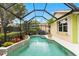 Screened-in pool area with lush landscaping provides a private and relaxing backyard retreat at 6155 Aviary Ct, Bradenton, FL 34203
