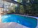 A pristine screened-in pool is perfect for recreation at 8260 Berkeley Manor Blvd, Spring Hill, FL 34606