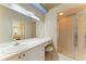 Bathroom featuring an extended vanity and walk-in shower at 9580 High Gate Dr # 1822, Sarasota, FL 34238