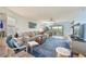 Living room with comfortable seating, blue accent rug, and view of the screened lanai at 1319 Perico Point Cir, Bradenton, FL 34209