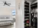 Efficient closet organization with custom shelving and hanging space connected to the main bedroom at 15815 Tradewind Ter, Bradenton, FL 34211