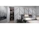 Modern bedroom showcasing a closet with custom shelving and drawers at 2221 Wood St, Sarasota, FL 34237