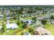 Aerial view of neighborhood with homes featuring green lawns, pools, and mature trees at 23136 Langdon Ave, Port Charlotte, FL 33954