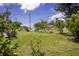 Large grassy backyard surrounded by greenery and mature trees at 3167 Pinetree St, Port Charlotte, FL 33952
