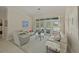 Bright living room with two sofas, armchairs, glass table, and french doors to the pool at 5012 Cherry Laurel Way, Sarasota, FL 34241
