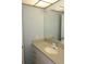 A bathroom vanity with a white countertop and sink, plus a large mirror and white drawers underneath at 753 Tropical Cir, Sarasota, FL 34242