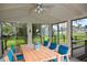 Cozy sunroom with dining table, surrounded by windows overlooking lush greenery at 12107 45Th W Ave, Cortez, FL 34215