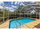 Sparkling in-ground pool surrounded by a screened enclosure and lush landscaping at 1245 Millbrook Cir, Bradenton, FL 34212