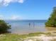 Scenic waterfront view with people wading, featuring clear skies, gentle waves, and lush greenery along the shoreline at 2416 Emory Ave, Bradenton, FL 34207