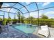 Beautiful screened pool area with a water feature and ample seating for outdoor entertainment at 3602 Quiet Dr, Sarasota, FL 34240