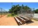 Baseball field with metal bleachers and a chain-link fence, providing a comfortable viewing area for spectators at 4214 Groveland Ave, Sarasota, FL 34231