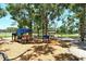 A colorful playground with slides and climbing structures under the shade of mature trees in the community at 4214 Groveland Ave, Sarasota, FL 34231