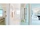 Hallway view showcasing the bedroom, bathroom, and living room with a cohesive design at 5078 47Th W St, Bradenton, FL 34210
