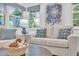 Comfortable living room with natural light, stylish pillows, and a decorative coffee table at 946 Charlotte Ave, Sarasota, FL 34237