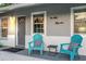 Inviting front porch with blue Adirondack chairs and charming decor at 946 Charlotte Ave, Sarasota, FL 34237