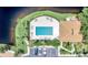Overhead view of the community pool with lounge chairs and pristine landscaping around the pool deck at 1000 San Lino Cir # 1034, Venice, FL 34292