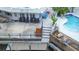 Aerial view showcasing a home's pool, dock, and scenic waterfront backyard at 1201 Big Oak Ln, Sarasota, FL 34242