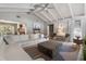 Bright living room featuring vaulted ceilings, fireplace, and comfortable seating at 1201 Big Oak Ln, Sarasota, FL 34242