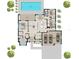 Detailed floor plan with dimensions illustrating layout, including bedrooms, kitchen, and outdoor Lanai at 1573 Greenley Rd, North Port, FL 34286