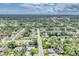 Wide aerial view showing a residential neighborhood with tree-lined streets and well-maintained homes at 401 N Jefferson Ave, Sarasota, FL 34237
