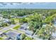 An aerial view of a home with mature trees, a fenced backyard, and the surrounding neighborhood at 401 N Jefferson Ave, Sarasota, FL 34237