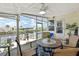 Covered patio overlooking waterfront view, ideal for outdoor dining and relaxing at 617 Fairmount Dr, North Port, FL 34287